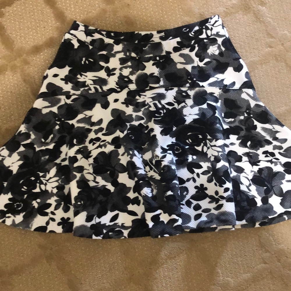 Necessary Objects black+ white floral skater skirt